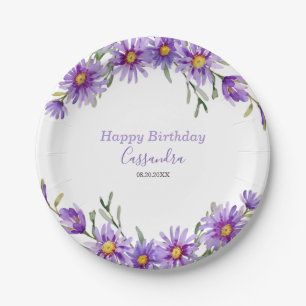 Prato De Papel Aster Floral Violet Birthday