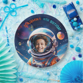 Prato De Papel Astronaut Deep Space Sky Planets Photo Birthday