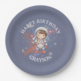 Prato De Papel Astronaut Outer Space Boy Birthday