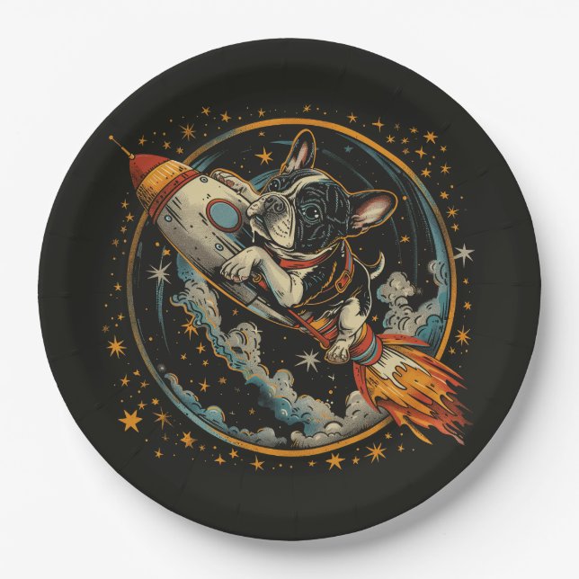 Prato De Papel Astronauta do Bulldog Francês (Frente)