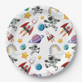 Prato De Papel Astronauta Espacial Primeiro Convite de aniversári