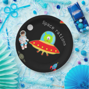 Prato De Papel Astronauta pequeno no aniversário do espaço
