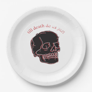 Prato De Papel Até que a Morte Nos Separe - Caveira Glitch Com Te