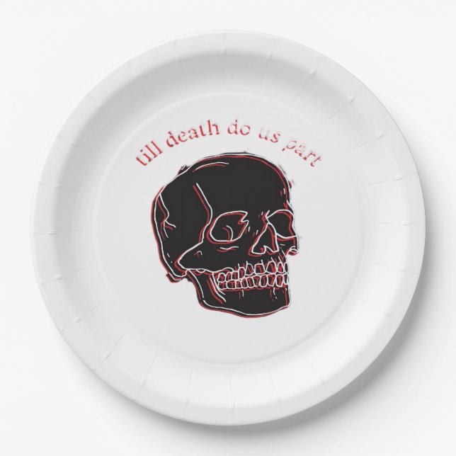Prato De Papel Até que a Morte Nos Separe - Crânio Glitch Com Tex (Frente)