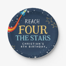 Prato De Papel Atingir Quatro Estrelas no Espaço Aniversário