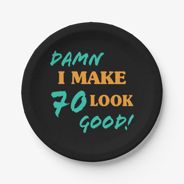 Prato De Papel Atitude de Aniversário do 70 Sarcástico (Frente)