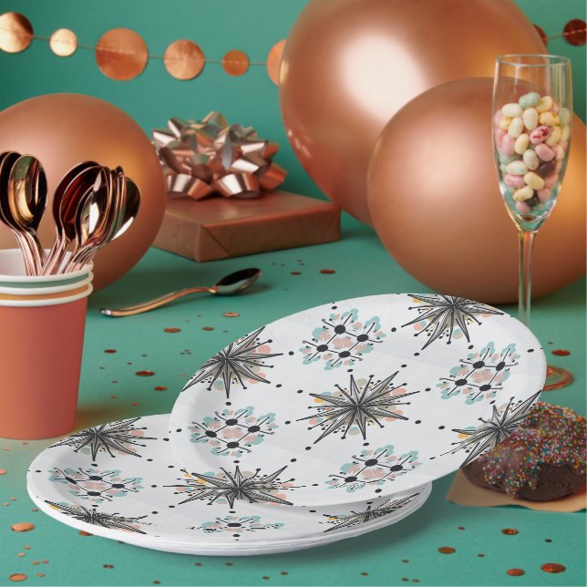 Prato De Papel Atomic Starburst Retro Mid Century Modern (Múltiplo)