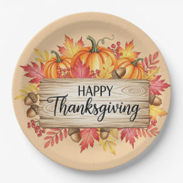 Prato De Papel Autumn Blessings – Rustic Thanksgiving