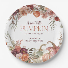 Prato De Papel Autumn Blooms 'a little pumpkin' Baby Shower