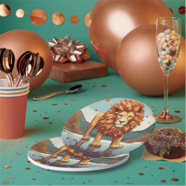 Prato De Papel Autumn Deixa O Leão Masculino