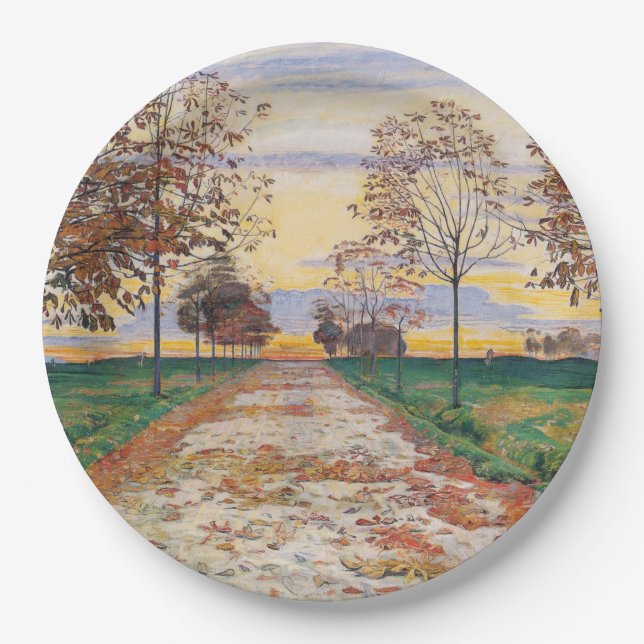 Prato De Papel Autumn Evening (por Ferdinand Hodler) (Frente)