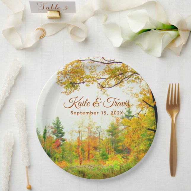 Prato De Papel Autumn Field Foliage Couples Shower Engagement (Casamento)