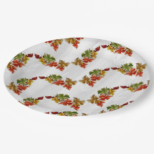 Prato De Papel Autumn Leaves Patterno White Paper Plates