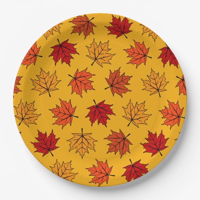 Prato De Papel Autumn Maple Leaves (Frente)