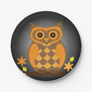 Prato De Papel Autumn Orange Owl