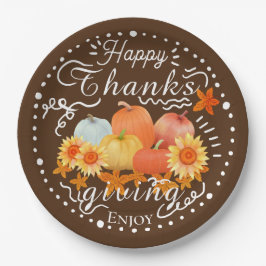 Prato De Papel Autumn Pumpkin Brown