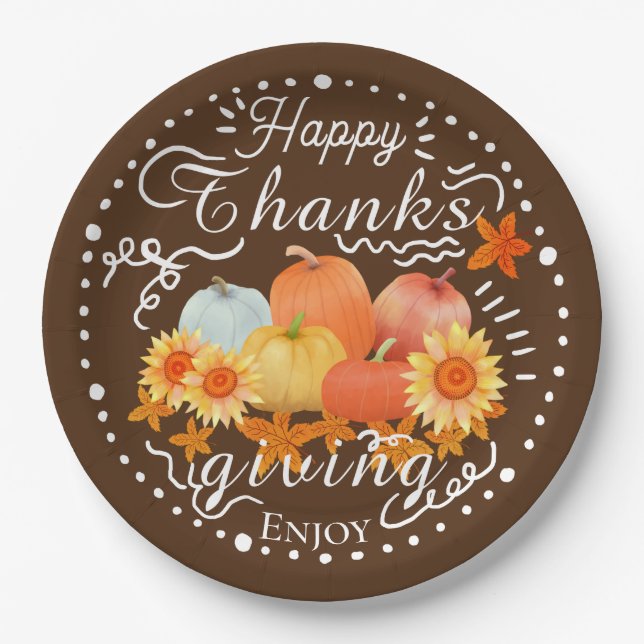 Prato De Papel Autumn Pumpkin Brown (Frente)