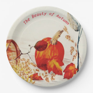 Prato De Papel Autumn Pumpkin Still Life ~ Placas de Papel