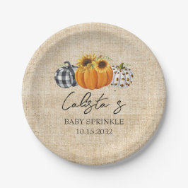 Prato De Papel Autumn Pumpkin Sunflower Burlap Baby Sprinkle