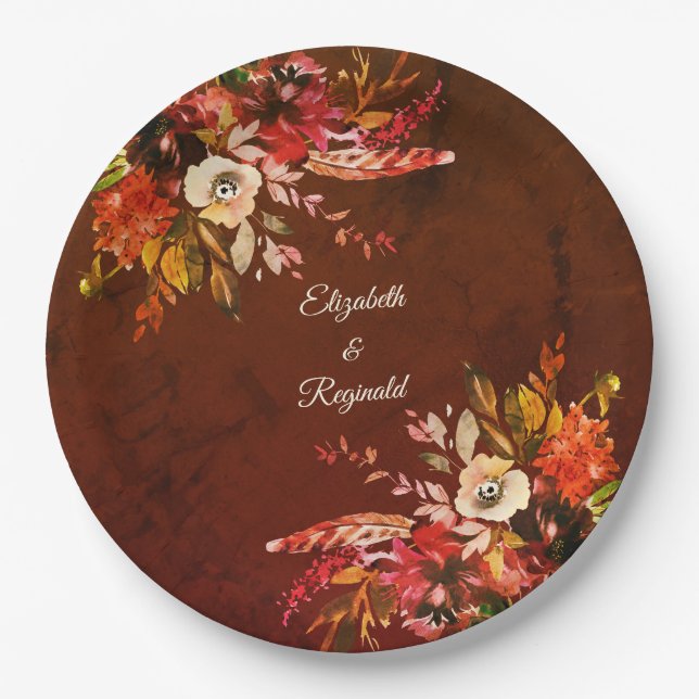 Prato De Papel Autumn Splendor Botanical Wedding (Frente)