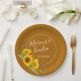Prato De Papel Autumn Sunflower Wedding