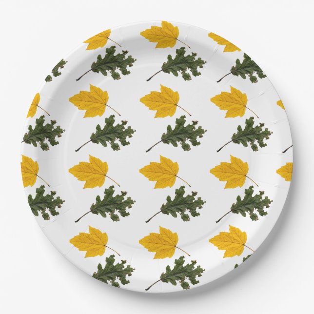 Prato De Papel Autumn Symmetry Leaf Pattern (Frente)
