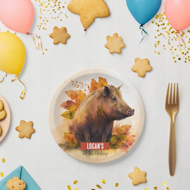 Prato De Papel Autumn vibes Boar - Festa de aniversário - (Criador carregado)