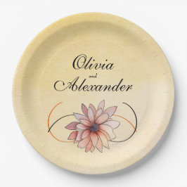 Prato De Papel Autumn Watercolor Floral Terracotta Yellow Casamen