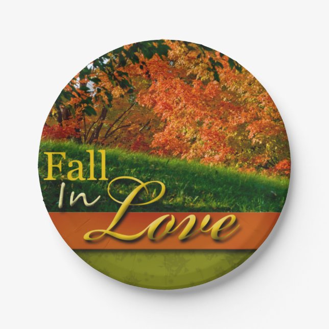 Prato De Papel Autumn Wedic Fall In Love Foliage Foto (Frente)