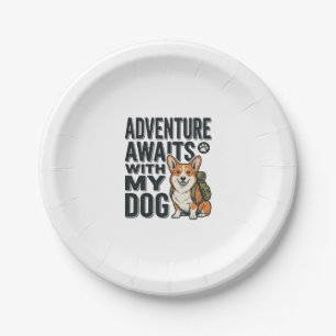 Prato De Papel Aventura Aguarda Com Meu Cachorro Design de Caminh