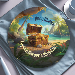 Prato De Papel Aventura Pirata do Tesouro e da Ilha Paraíso