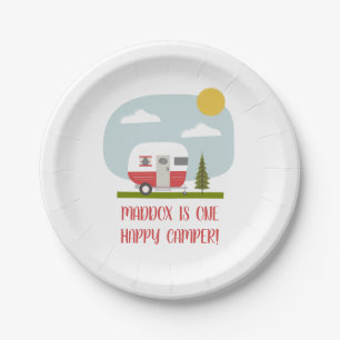 Prato De Papel Aventura, Placas de Aniversário do Camper Vermelho