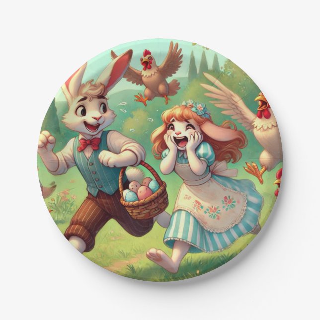 Prato De Papel Aventuras de coelho da Páscoa - Primavera Whimsic (Frente)