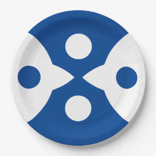 Prato De Papel Aves Abstratas Design Simples e Ousado Azul Profun