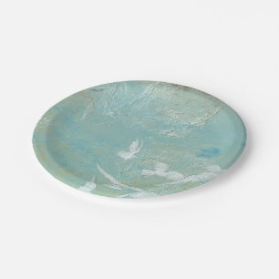 Prato De Papel Aves Brancas Voando Através Do Céu Azul