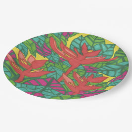 Prato De Papel Aves do Paraíso Tropical