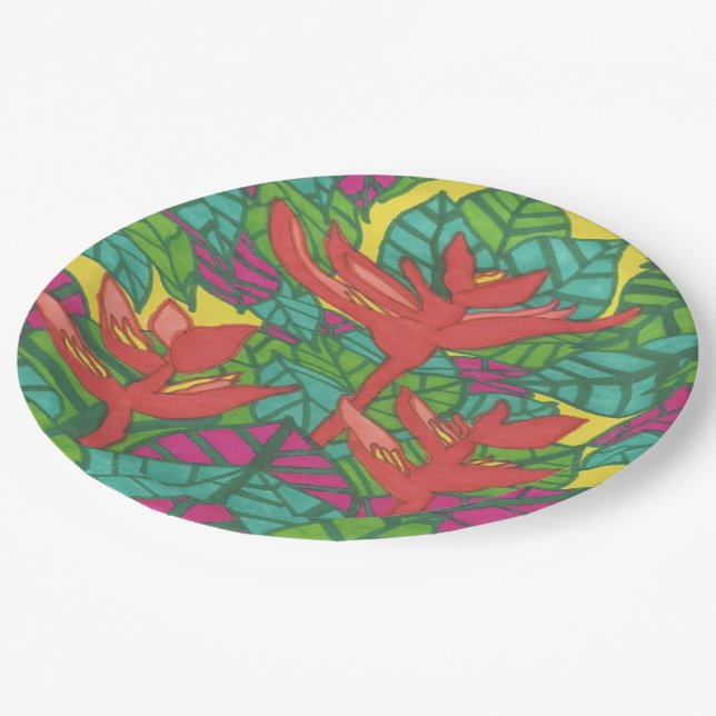 Prato De Papel Aves do Paraíso Tropical (Inclinado)