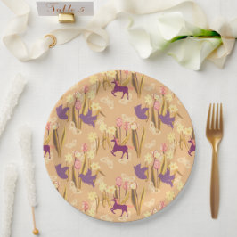 Prato De Papel Aves e Unicórnios em Primavera Meadow