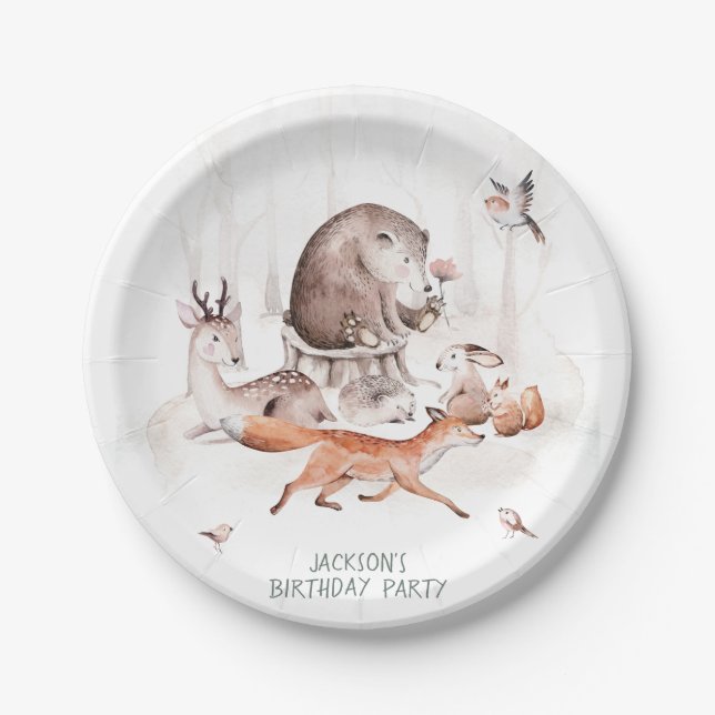 Prato De Papel Aves ou Chás de fraldas florestais (Frente)