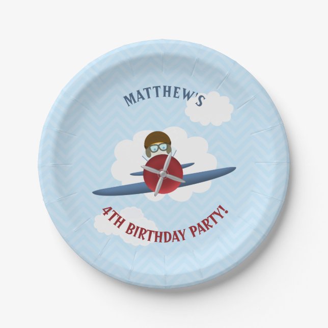 Prato De Papel Aviador e seu avião (Frente)