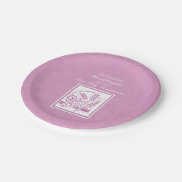 Prato De Papel Avó Primeira Comunhão, Rosa