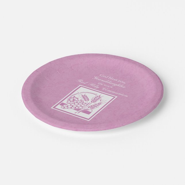 Prato De Papel Avó Primeira Comunhão, Rosa (Inclinado)