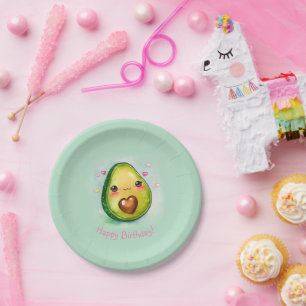 Prato De Papel Avocado Cutie, Seu Texto - Placa de Papel