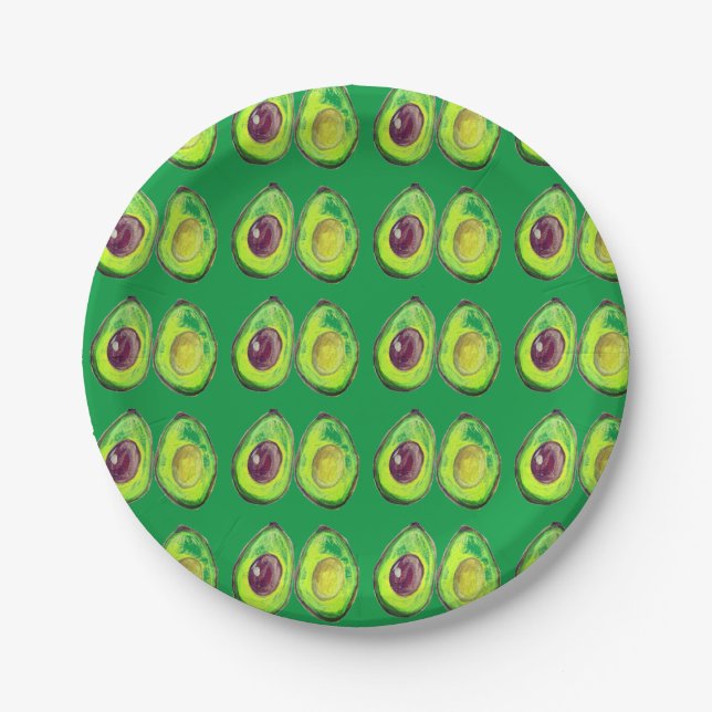 Prato De Papel Avocado Green Vegan Foodie Vegeterian Foodie (Frente)