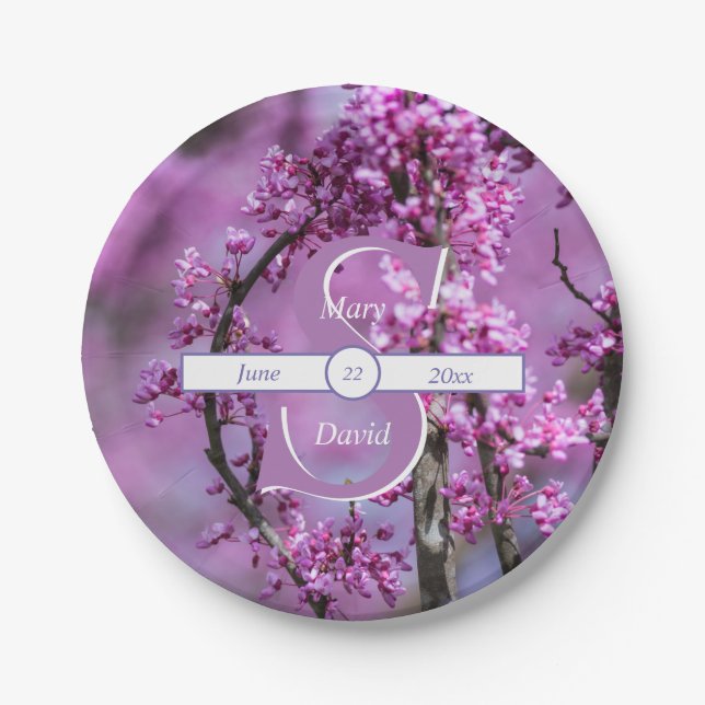 Prato De Papel Avondale Redbud Art Wedding Paper Plates (Frente)