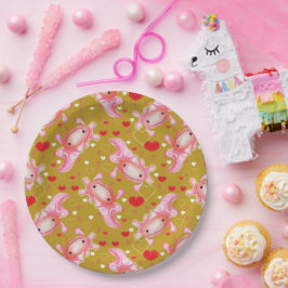 Prato De Papel Axolotl Amor mostarda 