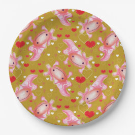 Prato De Papel Axolotl Amor mostarda 