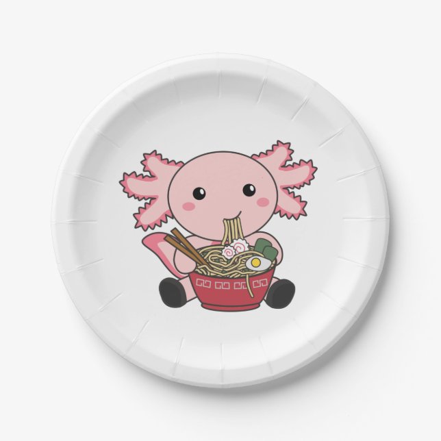 Prato De Papel Axolotl Comida Ramen Comida Japonês Kawaii Animais (Frente)