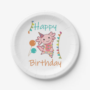 Prato De Papel Axolotl Deseja Feliz Aniversário Para Você Axolo
