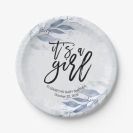 Prato De Papel Azul Aquarela Folha de Chá de fraldas Botânica